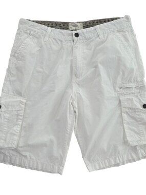 Free Planet Cargo Shorts Mens 36 White 7 Pockets 11" Inseam Y2K Streetwear